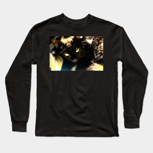 Green eyed black cat Long Sleeve T-Shirt